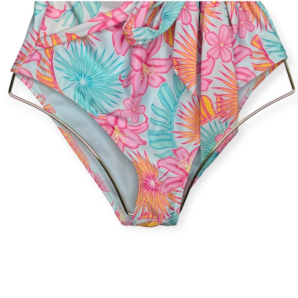 Member's Mark Tropical Floral Wrap One Piece Swimsuit Women's Size Medium NWT - Picture 4 of 13
